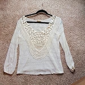 Cream lace and crochet top